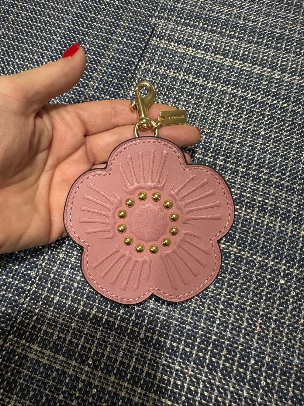 Coach Peony tea rose bag charm/keychain - Picture 1 of 4